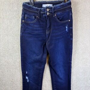 KanCan Jeans Women's 5 (Fits 26x26) Dark Blue Denim High Rise Ankle Skinny